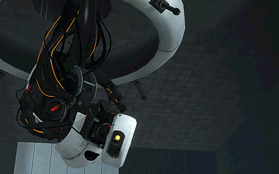 GIF of Glados swaying slowly in her lair.