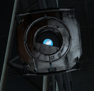 Image of Wheatley sitting on his management rail.